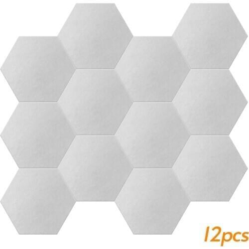 12pcs Acoustic Panels Hexagon Design Polyester Fiber Material Sound & Heat Insulation Soundproof