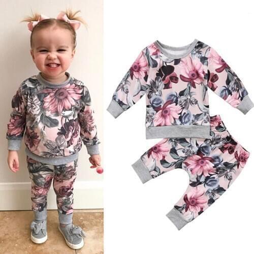 2021 Spring Autumn Baby Girls Clothes Long sleeve Tops T-Shirt +Pants 2PCS Bebe Fashion Newborn Baby Girl Clothing Outfits