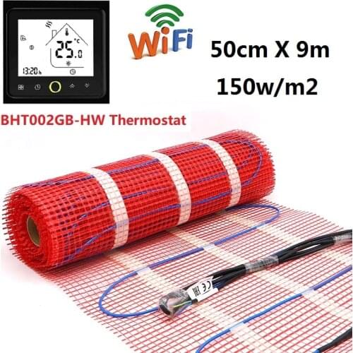 50cmX9m Warm Mat 150w/sqm for Floor Heating Systems Easy Install with WiFi APP Controlled Thermostat Selection