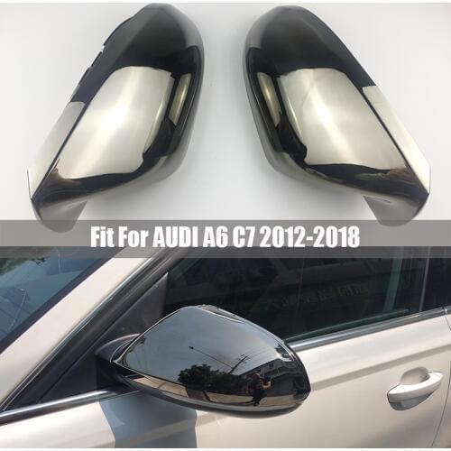 Black silver Rearview Side Mirror Cover caps for Audi A6 S6 C7 4G Tungsten steel black Caps 2012 2017 2018