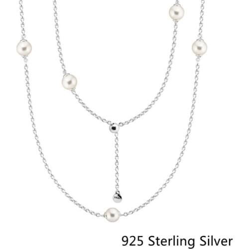 CKK 925 Sterling Silver Luminous Dainty Droplets, White Crystal Pearl Pendants Original Jewelry Making