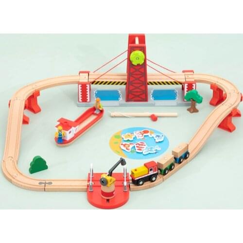 Wooden Train Track Car Set Train Toys Locomotive Childrens Educational Toys Take-n-play Interaction Toys for Kids Birthday Gift