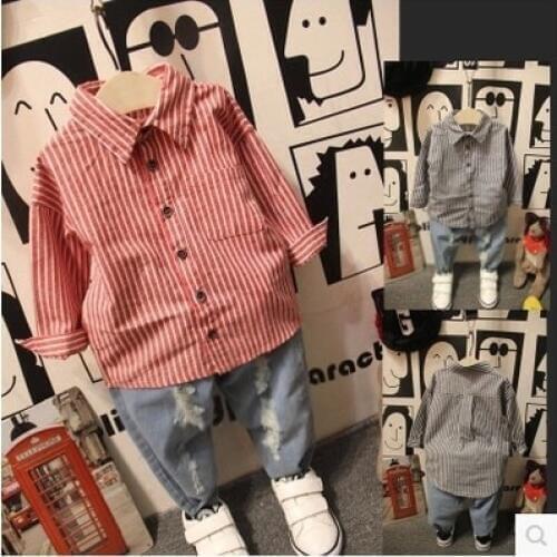Kids Boy Blouse Cotton Autumn Stripes Shirt For Baby Boys Long Sleeve Tops Outwear Outfits Shirts Children Fashion Clothes