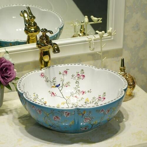 Europe Style Handmade Countertop Basin Bathroom Sink Ceramic wash basin porcelain fancy wash basin
