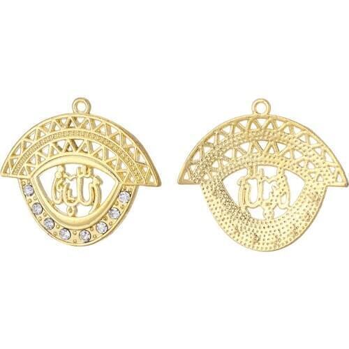 JunKang 3pcs Eye Shape Metal Pendant Muslim Allah Charm Jewelry Making DIY Handmade Necklace Rosary Bracelet Accessories