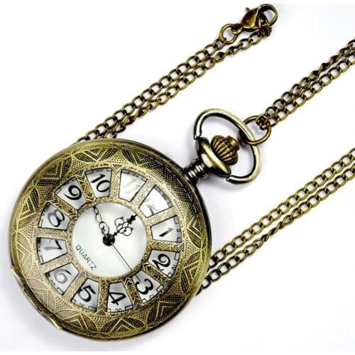 8024 Retro Fashion New Large Retro Wheel Retro Pocket Watch Classic Creative Flip Personality Pocket Watch With Necklace
