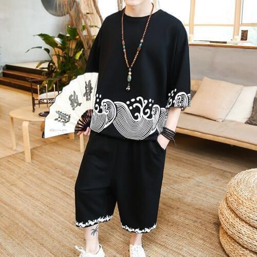 Two piece set top and pants online chinese store traditional chinese clothing for men casual loose clothing sets TA233