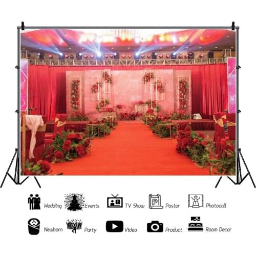 Red Theme Wedding Ceremony Scene Portrait Photography Backdrop Decor For Photo Background Studio Photocall Props