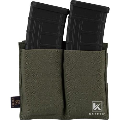 KRYDEX Tactical Fast Draw 5.56 Rifle Magazine Pouch Double Open High Speed Top MOLLE /PALS Elastic Magazine Carrier Ranger Green
