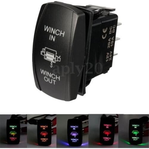 WINCH OUT WINCH IN Waterproof Rocker Switch Carling GREEN LED ON-OFF-ON New