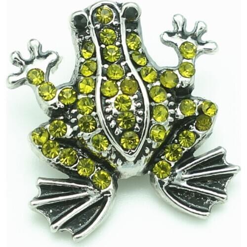 Fashion beauty Lovely Rhinestone frog 22MM metal snap buttons fit DIY 18mm snap jewelry wholesale KZ1518