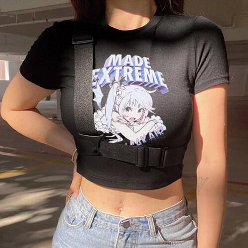 Harajuku Sweet Girls Streetwear Fun Letter Print Casual Cute Demon Anime JK Top E-Girl Japanese Kawaii Y2K Vintage Women T-Shirt