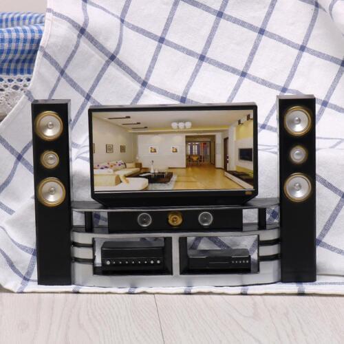 Miniature TV Speaker Appliance Set Kids Pretend Play Toy Dollhouse Accessory TV Theatre Set Outfit for Doll-TwFi DIY kit toys