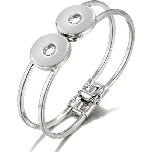 Fashion 2 buttons Metal charm Snaps Bangle Jewelry Best-selling fit 18MM snap buttons jewelrys wholesale SG0044