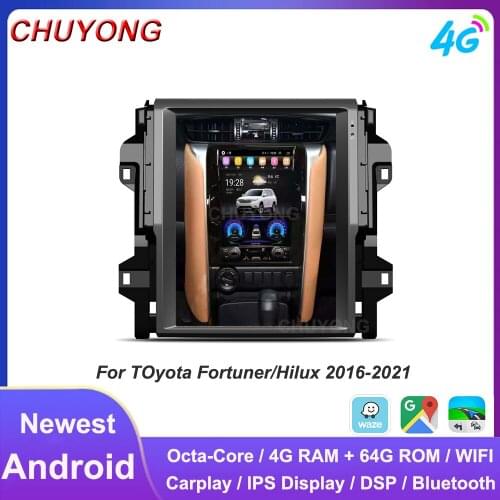 Tesla Style Vertical Android Multimedia Player GPS Nagavition For Toyota Fortuner/Hilux Revo 2016-2021 AUTO Manual A/C Car Radio