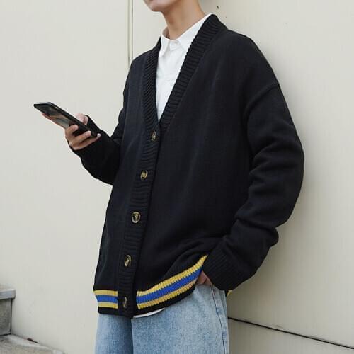 Man Tops Autumn Men Knitted Sweaters Cardigan 2021 Solid Color Korean Mens Casual Women Outwear Sweater Harajuku