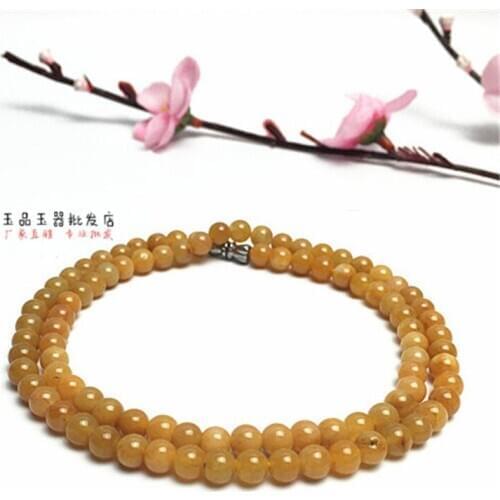 Natural Xinjiang old Topaz spun 6mm round bead Necklace Item Ornament