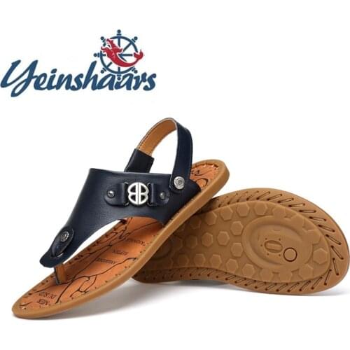 New Mens Shoes For 2021 High Quality Summer Cool Beach Sandals British Style Genuine Leather Slippers Antiskid Male Flip Flops