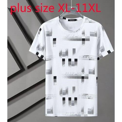 New Arrival Cotton Fashion Super Large Short Sleeve O-neck Print Knitted Summer Plus Size 3XL 4XL 5XL 6XL 7XL 8XL 9XL 10XL 11XL