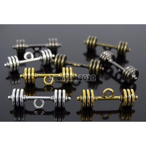 Solid Metal Pointed Stripe Dumbbell 7x25mm Connector Spacer Pendant Charm Bead Findings Silver Gold Bronze Gunmetal 50Pcs/Pack