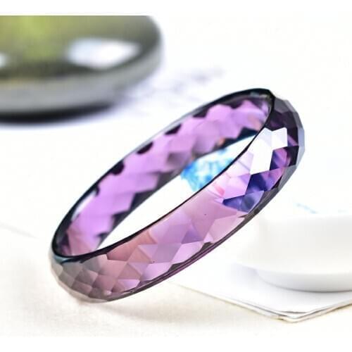 Natural Purple Amethyst Quartz Crystal Carved Faceted Cut Women Bangle 62mm Bangle AAAA