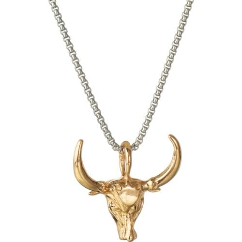 Fashion Domineering Animal Bull Head Punk Pendant Men and Women Personality Ox Beast Zodiac Necklace Jewelry Gift