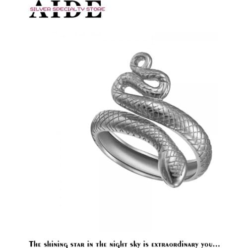 AIDE 100% 925 Sterling Silver Adjustable Ring for Women INS Style Exquisite Luxurious Snake Opening Rings Jewelry Anillos Gifts