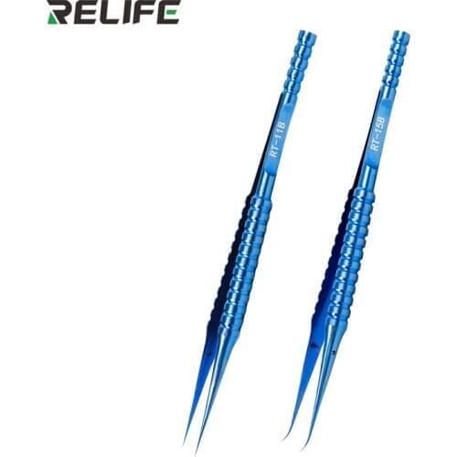 RELIFE 0.15MM RT-11B RT-15B Professional Titanium Alloy Flying Wire Straight Tip Tweezers And Curved Tip Tweezers