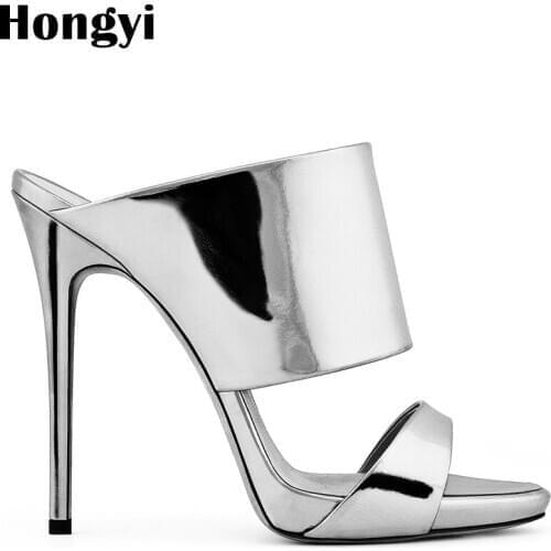 Hongyi Female Slippers High Heel Sandals Platform 2018 Patent Leather Sandalias Mujer Sapato Feminino Women Shoes Slippers Women