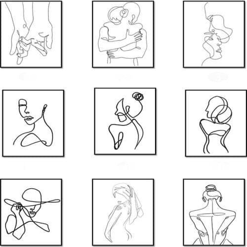 Nordic Minimalist Figures Line Art Sexy Female Woman Body Nude Wall Canvas Paintings Posters Prints Decoration for Livingroom