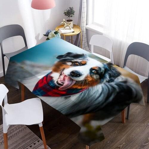 Dog Australian Shepherd Print Table Cloth Waterproof Rectangle Dining Table Cover For Living Room Kitchen Decoration Tablecloth