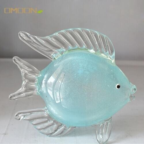 Hand craft art Glass Fish Figurines Animal Ornament Glass Figurine Mediterranean Art Favor Crafts Gift for Home Decoration