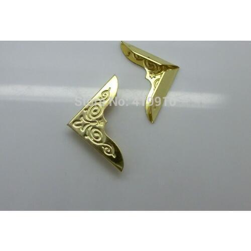 Free Shipping-100PCs Gold Tone Book Scrapbooking Albums Menus Folders Corner Protectors 30x30mmx6mm J1691