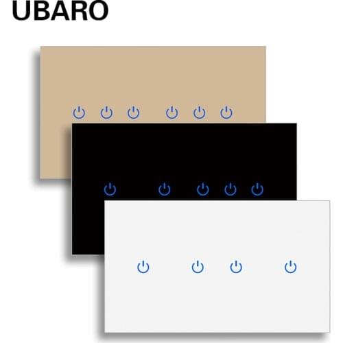 UBARO EU/UK 146*86mm Tempered Crystal Glass Panel Wall Light Touch Switch Electrical Sensor Power Double Button AC100-240V 10A