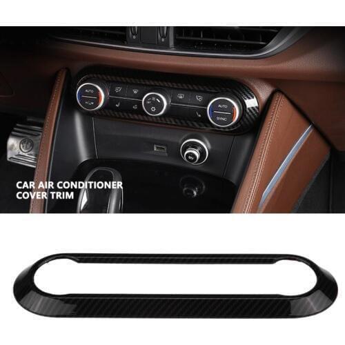 Carbon Fiber Car Interior Air Conditioner Knob Panel Frame Cover Trim for Alfa Romeo Stelvio 2017 2018 Giulia 2016-2018