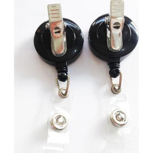 Retractable Pull Badge Reel Plastic ID Lanyard Name Tag Card Badge Holder Reels Recoil Rotatable Crocodile Clip