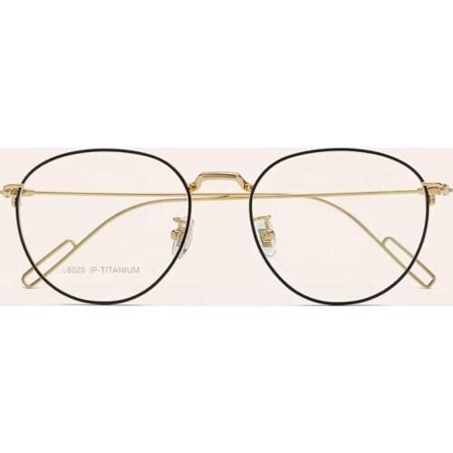 53-17-145 High quality Titanium Round glasses Men Designer Eyewear Eye Glasses Frames for Women Optical 6G