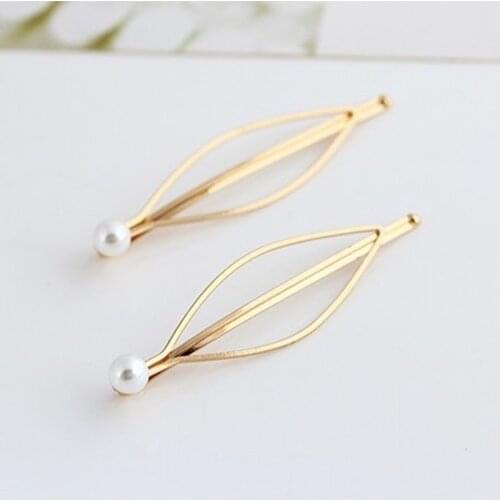 Fashion Simple Atmosphere European Style Jewelry Wild Imitation Pearl Gold Hairpin Side Clip Hair Accessories Hairpin Headdress
