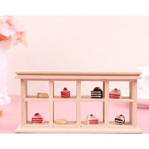 1 Pc 15*7.3*4.5cm 1/12 Dollhouse Miniature Wood Display Cabinet Cake Cabinet Model Accessoriess Dollhouse Decor