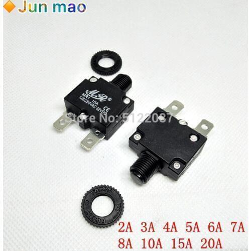 1PCS Reset Fuse Circuit Breaker MR1 2A 3A 4A 5A 6A 7A 8A 10A 15A 20A Thermal Switch Overload Protector Push Button Black WP-01