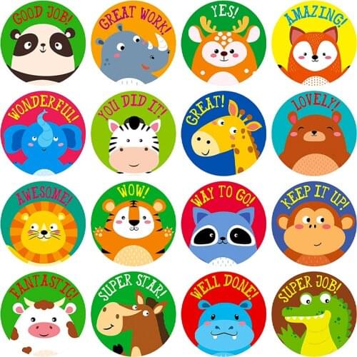 100-500 Pcs Animal Cartoon Stickers 1 Inch 8 Cute Style Pattern Envelope Seal Gift Packaging Teacher Reward Children Sticker