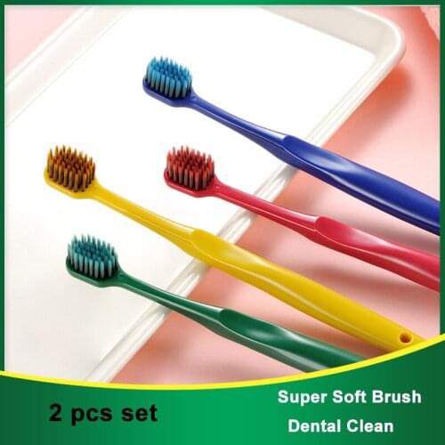 2Pcs/Set Soft Portable for Travel Soft Care Gradient Bristle Couple Tooth Brush Colorful Deep Cleaning Dental Oral Care Brush