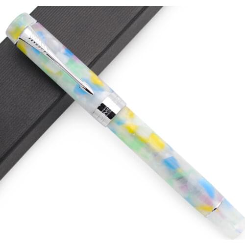 High Quality luxury Jinhao Centennial 100 Checkerboard Fountain Pen 18KGP Golden Plated M Nib 0.7mm Acrylic Ink Pen