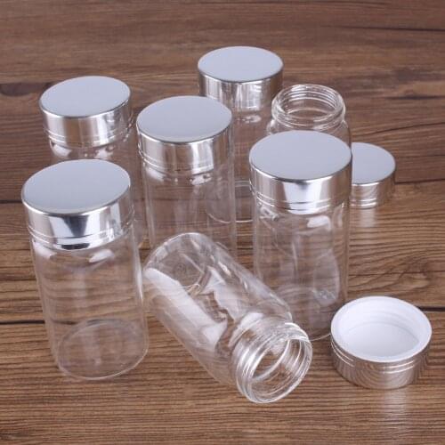 3pcs 50ml 37*70mm Glass Bottles Perfume Bottles with Silver Caps Storage Jars Pill Container Candy Bottles For Wedding Favors