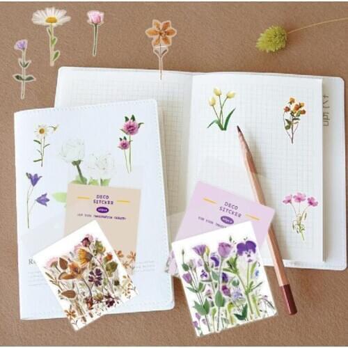 40pcs / Pack Beautiful Fresh Plant Flower Stickers DIY Diary Scrapbook Items Decorative Label Stickers Children Stationery Gifts