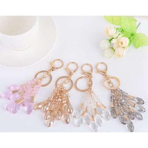 Key Chain Water Drop Crystal Pendant Water Drop Style Crystal Beaded Car Key Chain Bag Ornament
