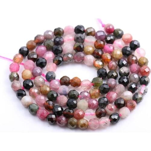 Natural Semi Precious Stone Beads Tourmalines Cut Bead For DIY Making String 38 cm One Whole Sale 2/3/4/5/6 mm