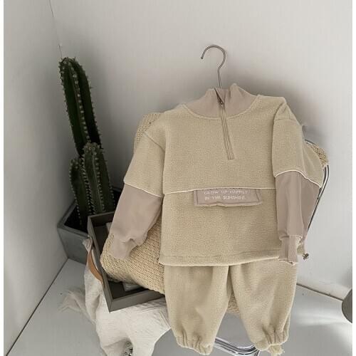 Childrens Clothing Set 2020 Spring Autumn Boy Sports Suit Baby Kindergarten Clothes Korean Baby Girl Lamb Velvet Sweathirt Suit