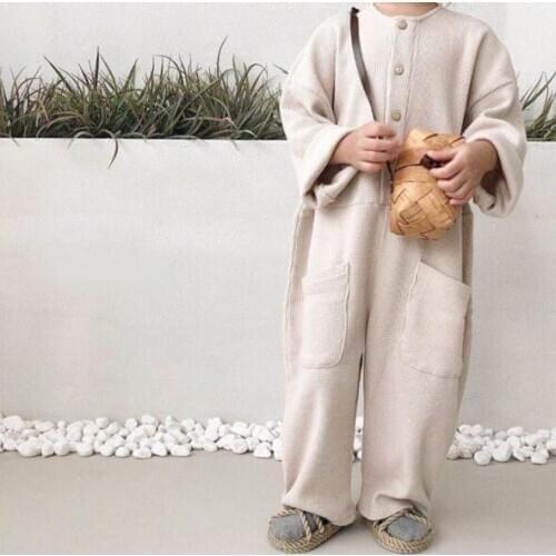 Kids Jumpsuit Boys New Autumn Winter Clothing Toddler Girl Romper Long Sleeve Loose Solid Casual Clothes Fashion Harem Jumpsuits