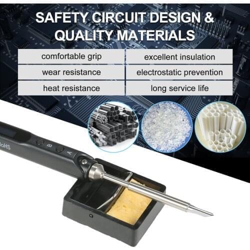 Electric Soldering Iron with LED Digital Display Intelligent Soldering Iron Kit with 19V Power Supply Adapter and 4 Iron Heads